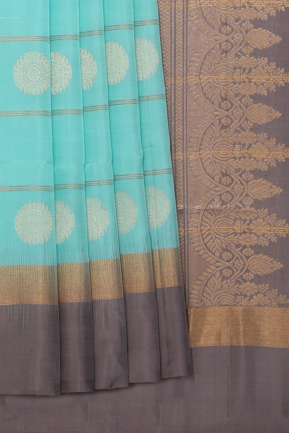 Collection of South Silk Sea Green Saree in a gallery layout