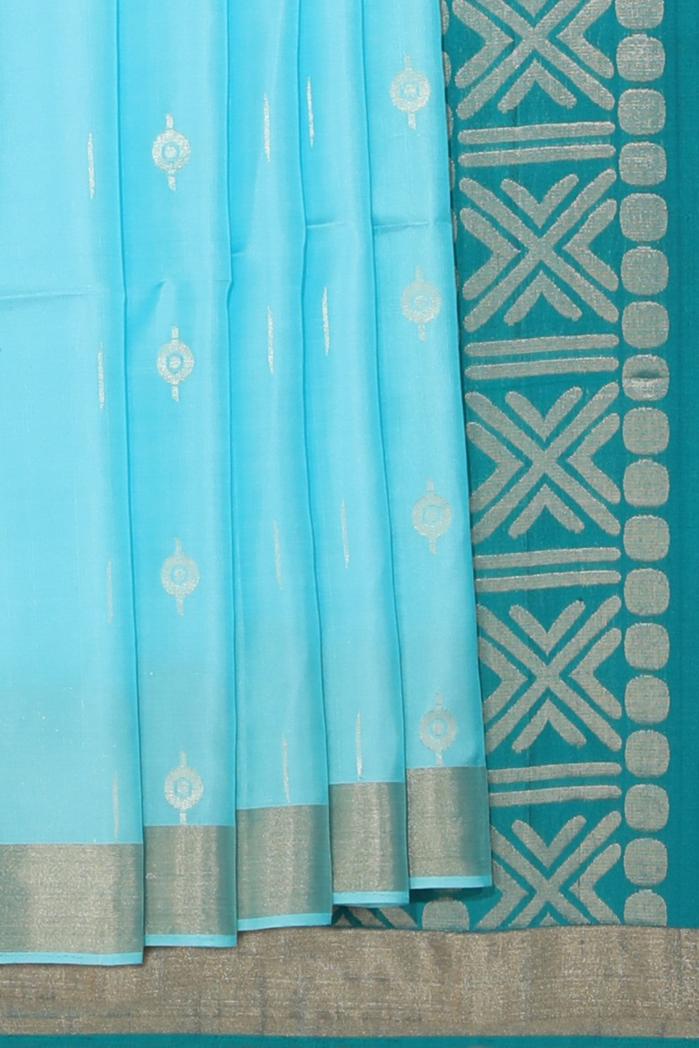 Collection of South Silk Sky Blue Saree in a gallery layout