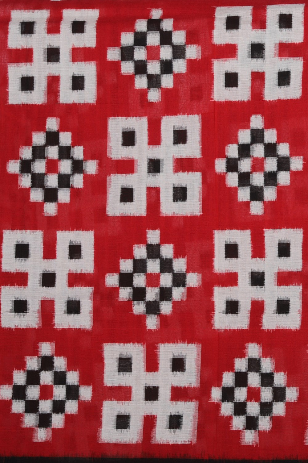 Collection of Pochampally Ikat Cotton Red Saree in a gallery layout