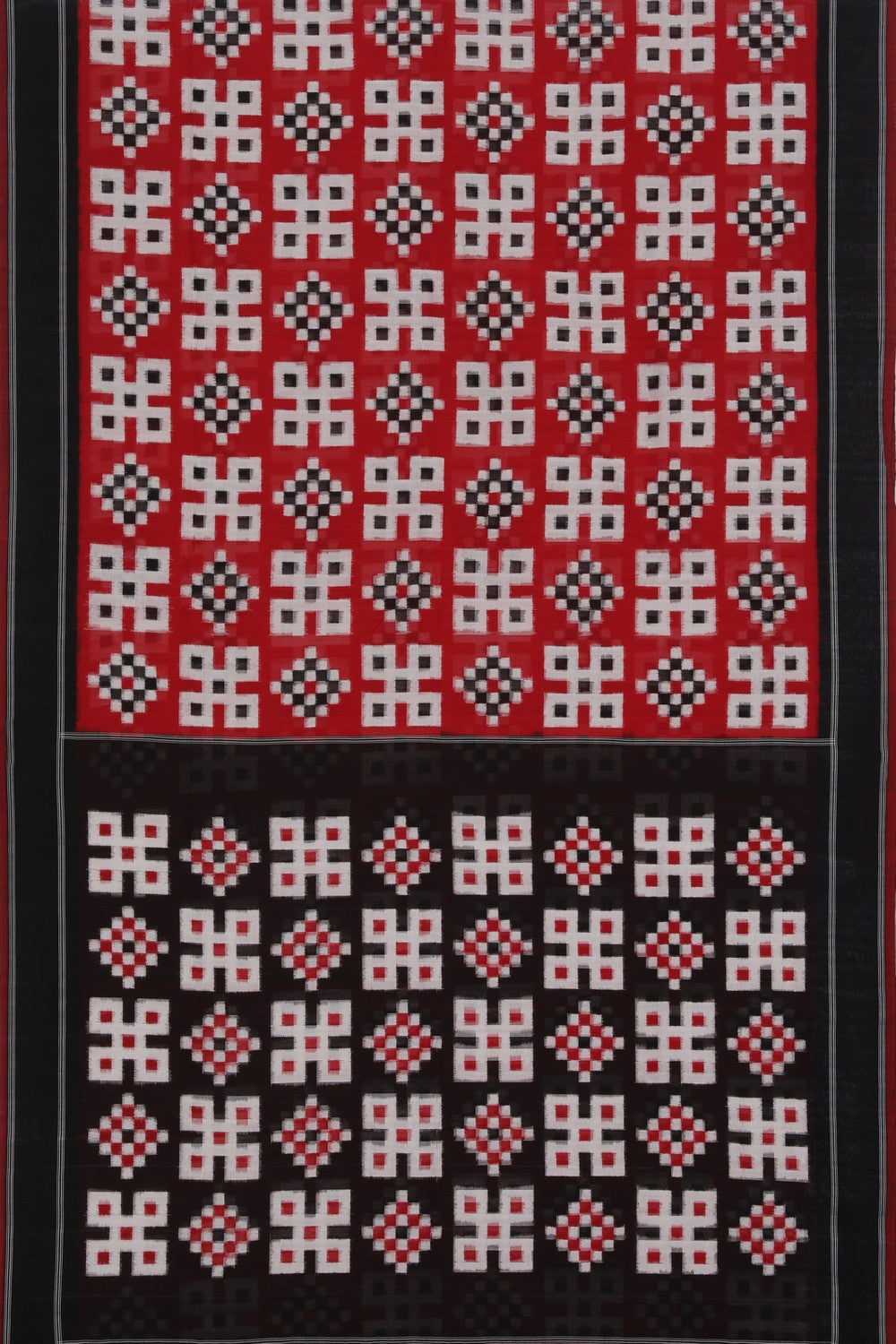 Collection of Pochampally Ikat Cotton Red Saree in a gallery layout