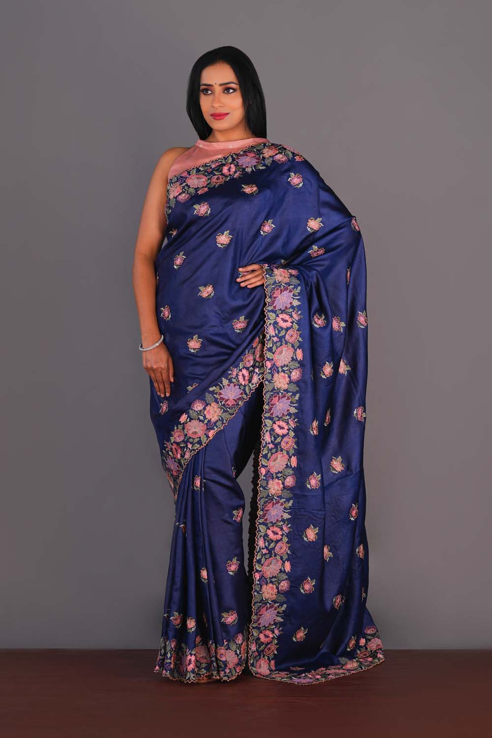 Image of Tussar Silk Embroidery Saree