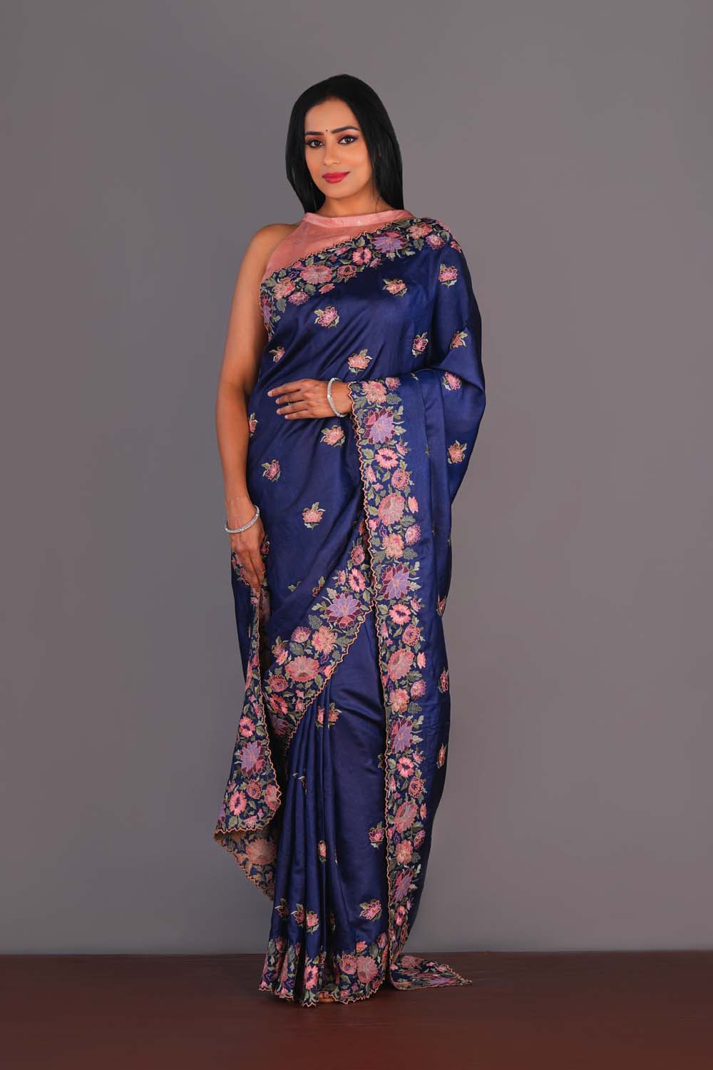 Image of Tussar Silk Embroidery Saree