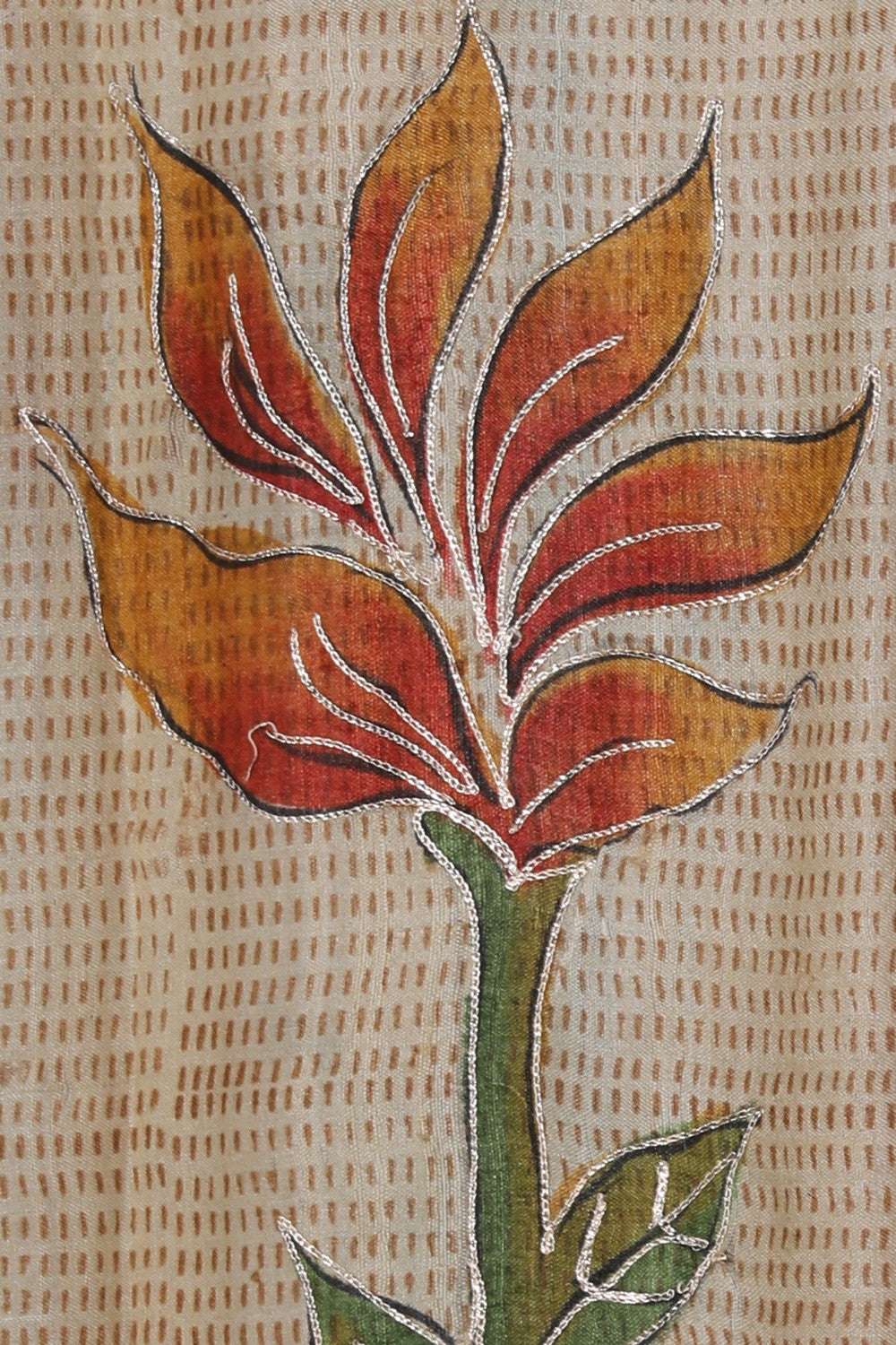 Image of Tussar Silk Embroidery Saree