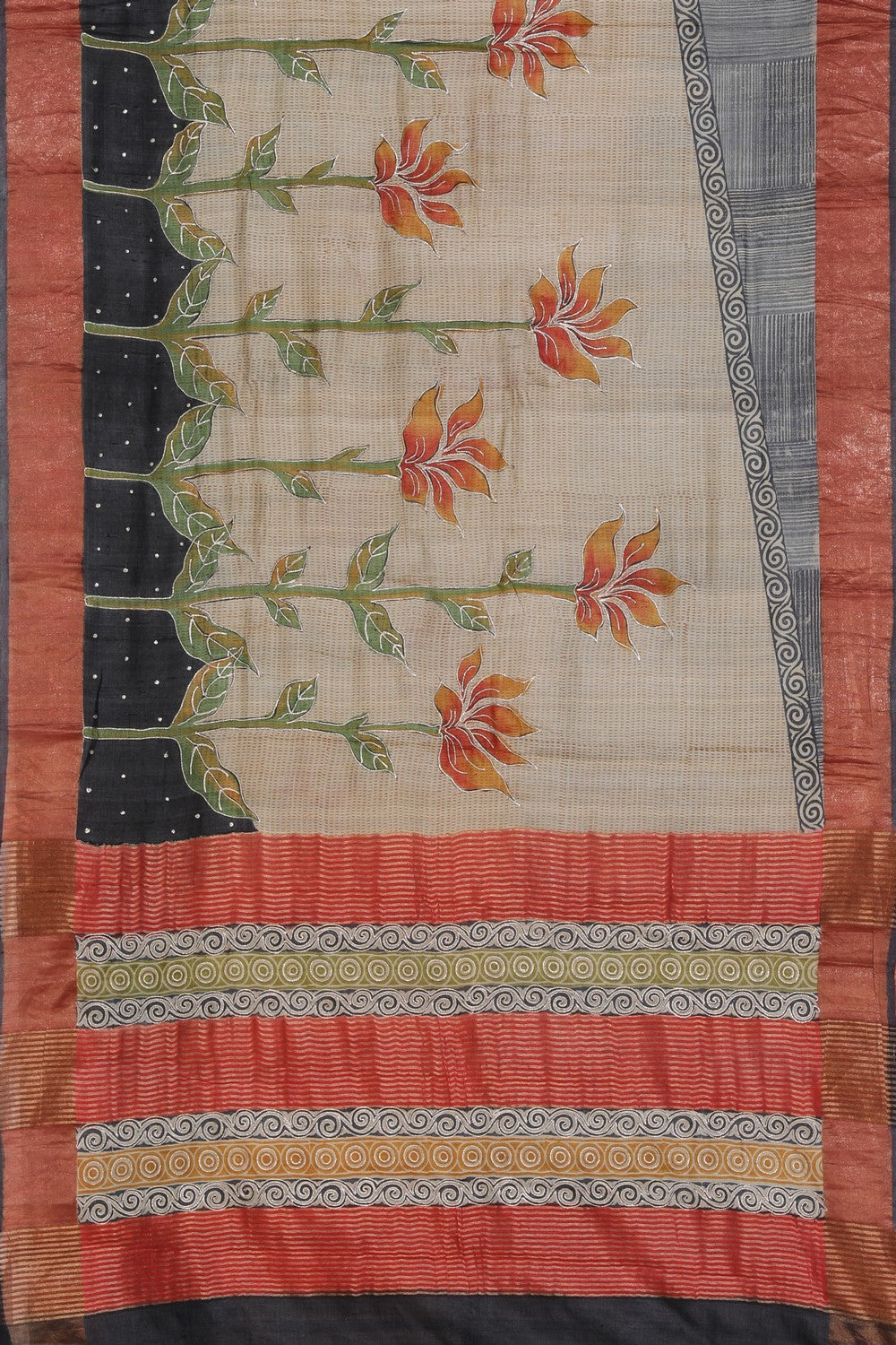 Image of Tussar Silk Embroidery Saree