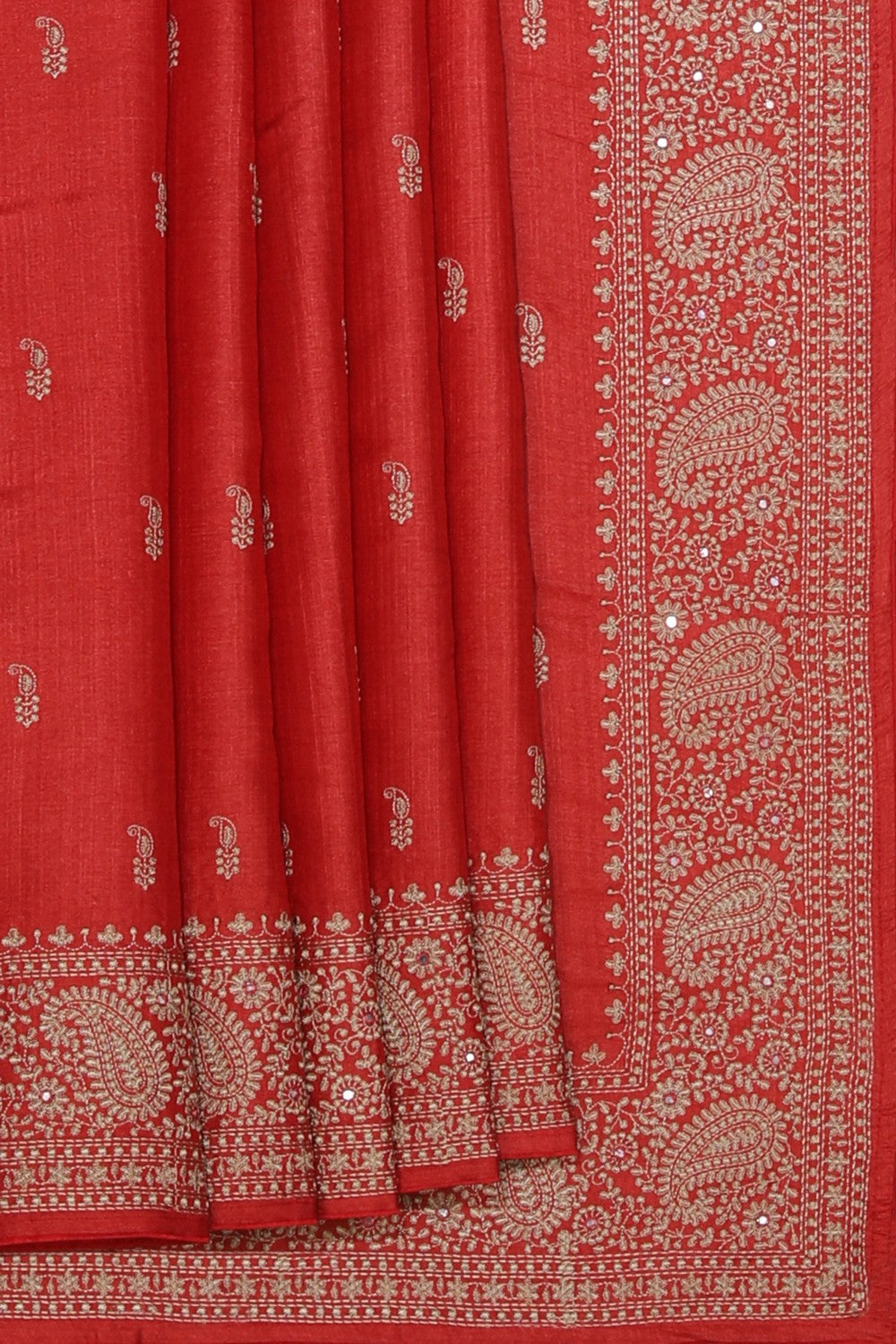 Collection of Tussar Silk Red Saree in a gallery layout