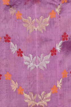 Image of Chanderi Cotton Silk Purple Saree