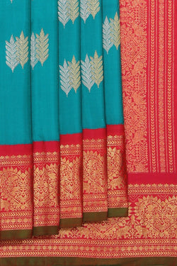 Collection of Gadwal Silk Sea Blue Saree in a gallery layout