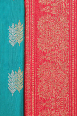 Collection of Gadwal Silk Sea Blue Saree in a gallery layout