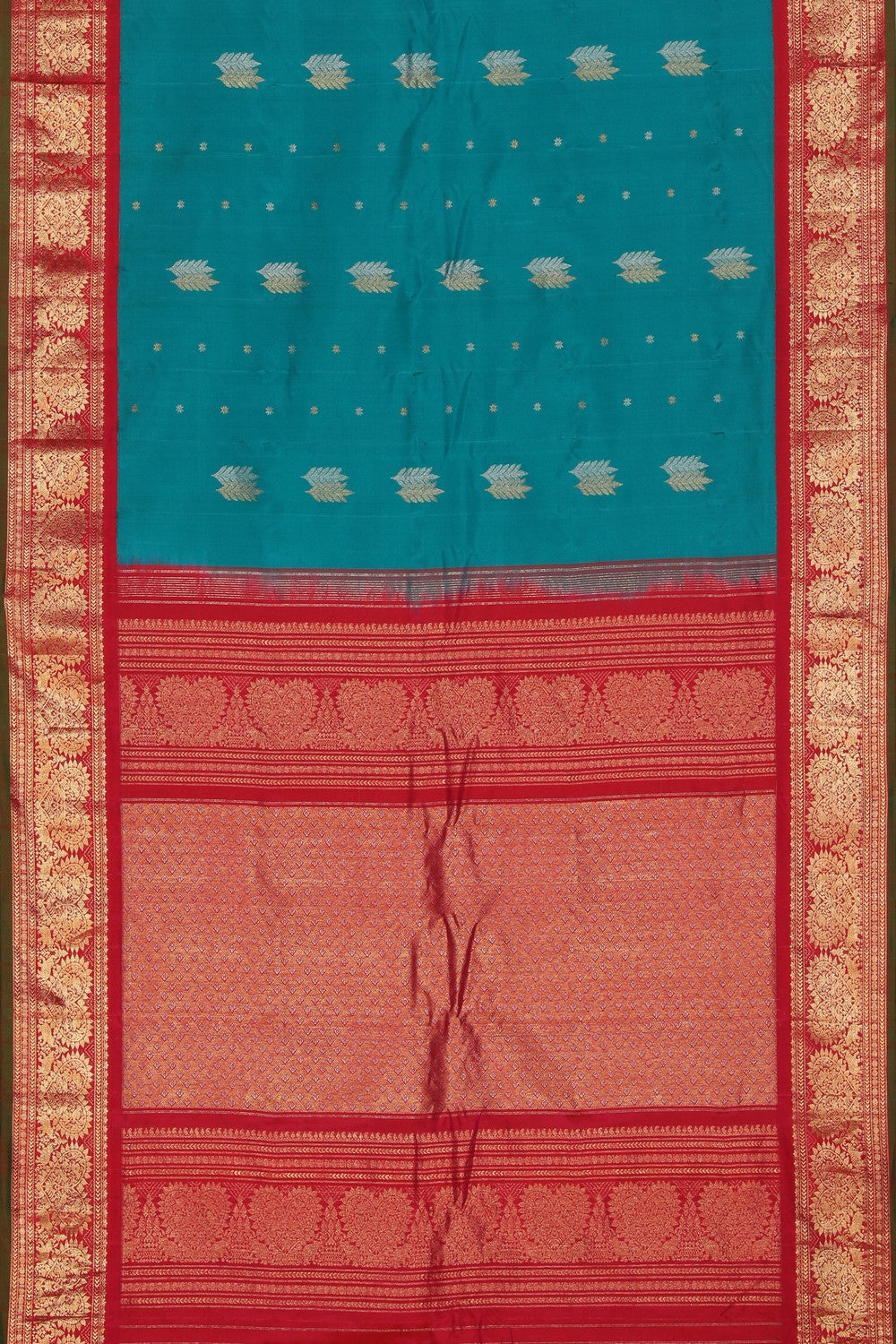 Collection of Gadwal Silk Sea Blue Saree in a gallery layout