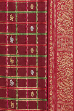 Image of Gadwal Silk Maroon Saree