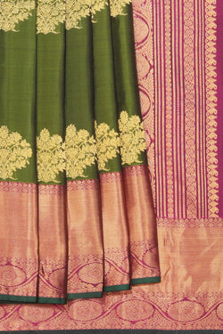 Collection of Gadwal Silk Green Saree in a gallery layout