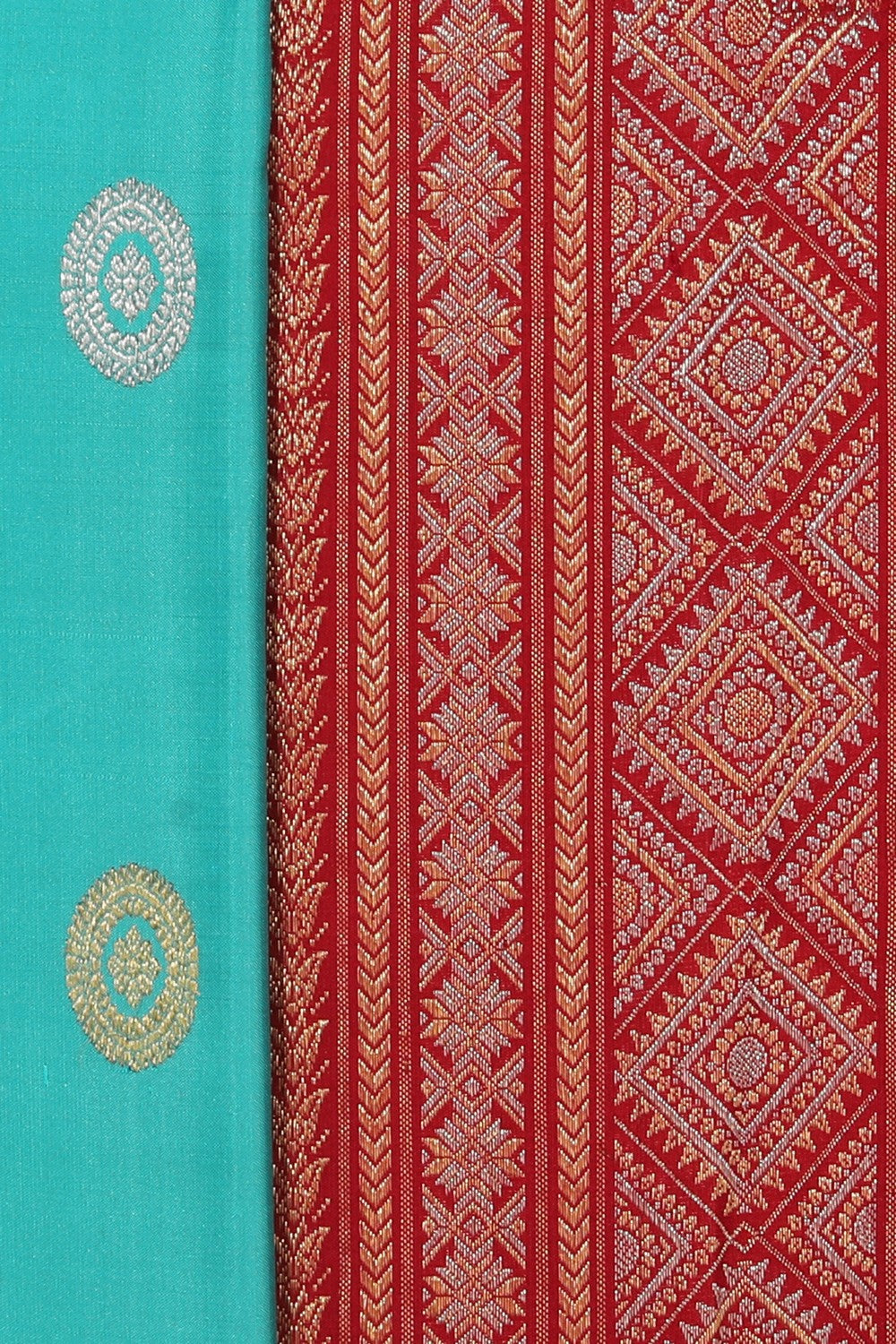 Gadwal Silk Turquoise Blue Saree