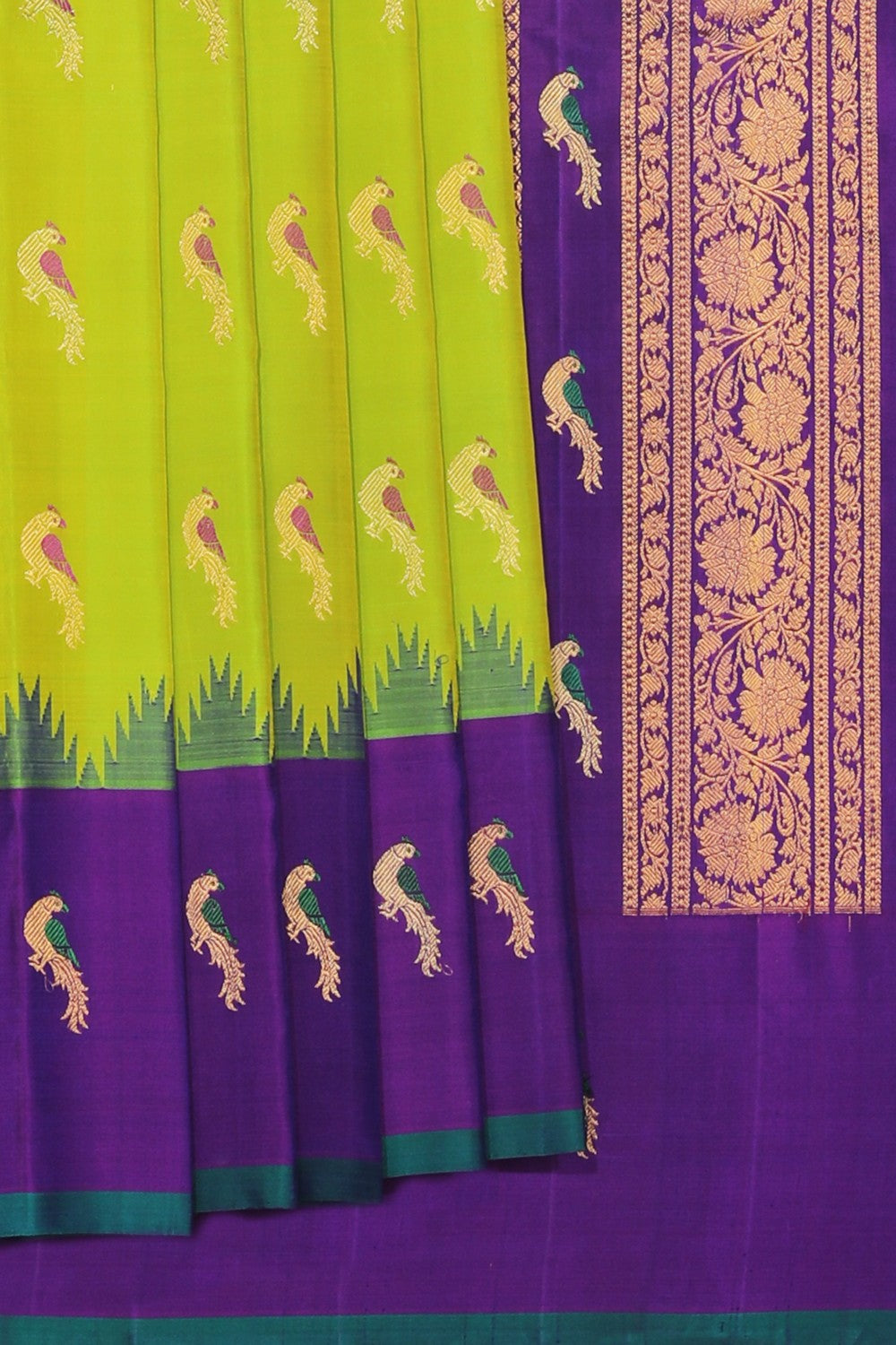 Gadwal Silk Spring Green Saree