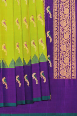 Image of Gadwal Silk Spring Green Saree