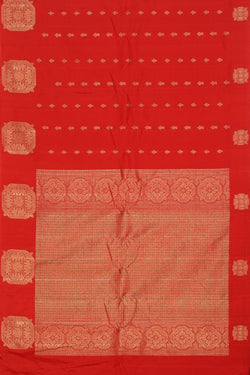 Image of Gadwal Silk Red Saree