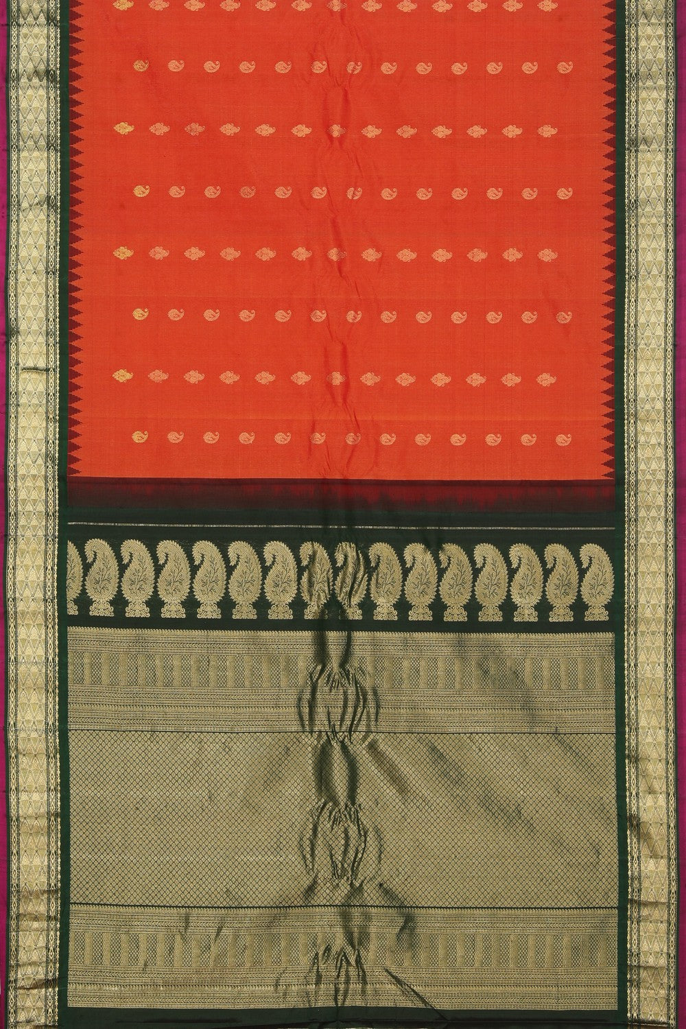 Image of Gadwal Silk Orange Saree
