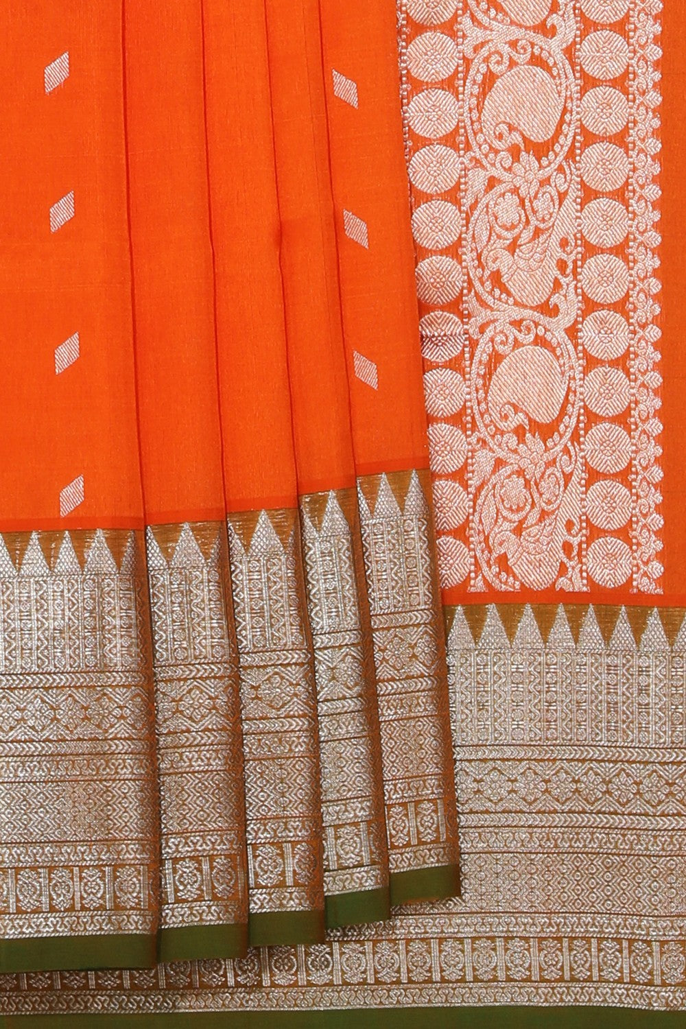 Collection of Venkatagiri Silk Orange Saree in a gallery layout