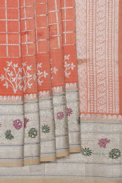 Collection of Venkatagiri Silk Peach Saree in a gallery layout