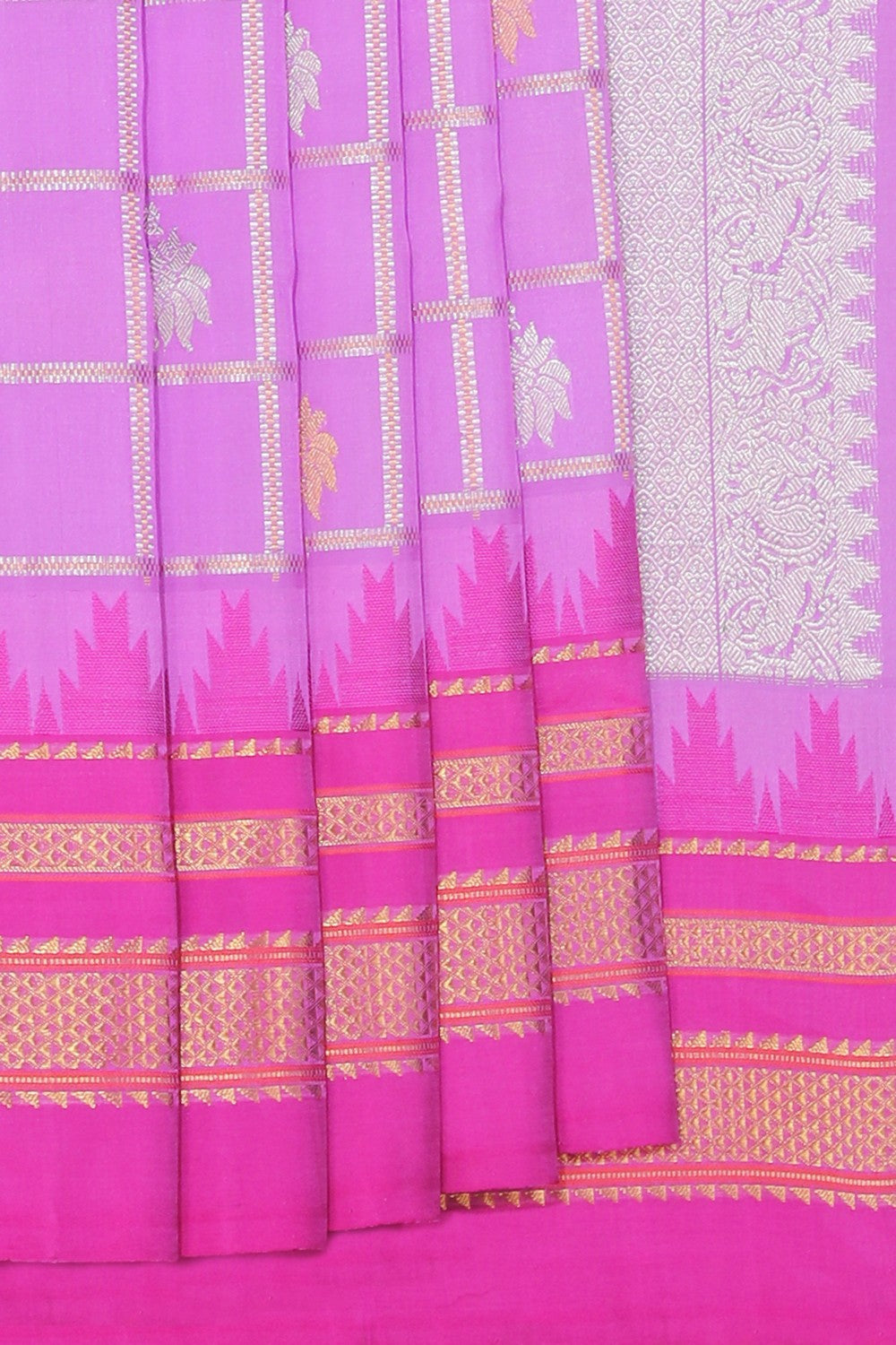 Collection of Venkatagiri Silk Lavender Purple Saree in a gallery layout