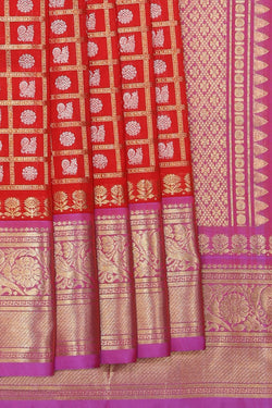 Collection of Venkatagiri Silk Red Saree in a gallery layout