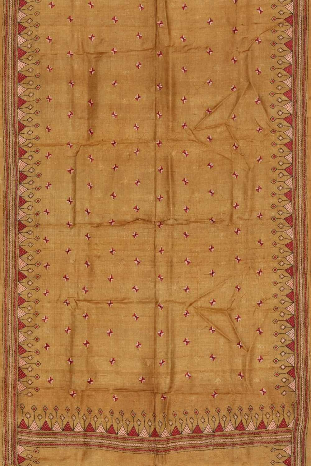 Collection of Tussar Silk Kantha Stitch Dupatta in a gallery layout