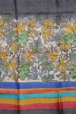 Image of Tussar Silk Floral Printed Dupatta