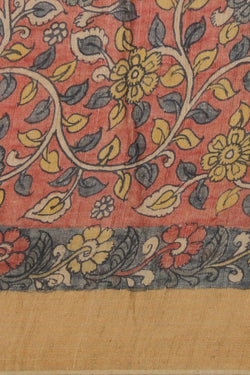 Image of Kalamkari Hand-Painted Tussar Silk Saree