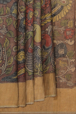 Collection of Kalamkari Hand-Painted Tussar Silk Saree in a gallery layout