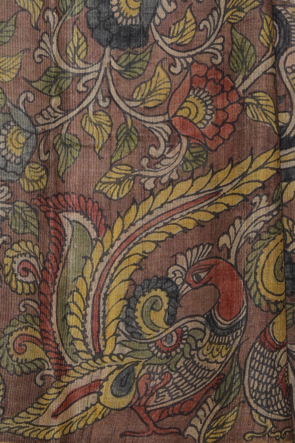 Collection of Kalamkari Hand-Painted Tussar Silk Saree in a gallery layout