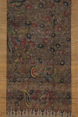 Collection of Kalamkari Hand-Painted Tussar Silk Saree in a gallery layout