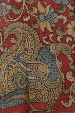 Collection of Kalamkari Hand-Painted Tussar Silk Saree in a gallery layout