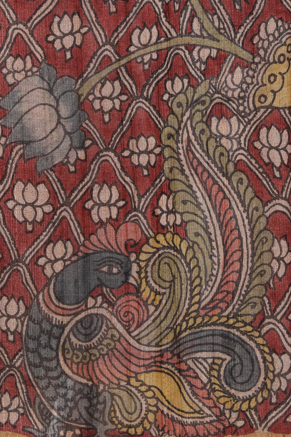 Kalamkari Hand-Painted Tussar Silk Saree