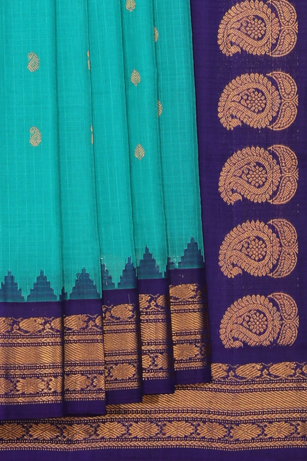 Collection of Gadwal Cotton Silk Sea Green Saree in a gallery layout