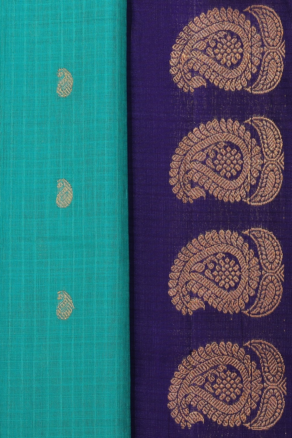 Collection of Gadwal Cotton Silk Sea Green Saree in a gallery layout