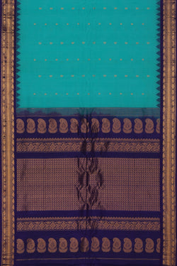 Collection of Gadwal Cotton Silk Sea Green Saree in a gallery layout