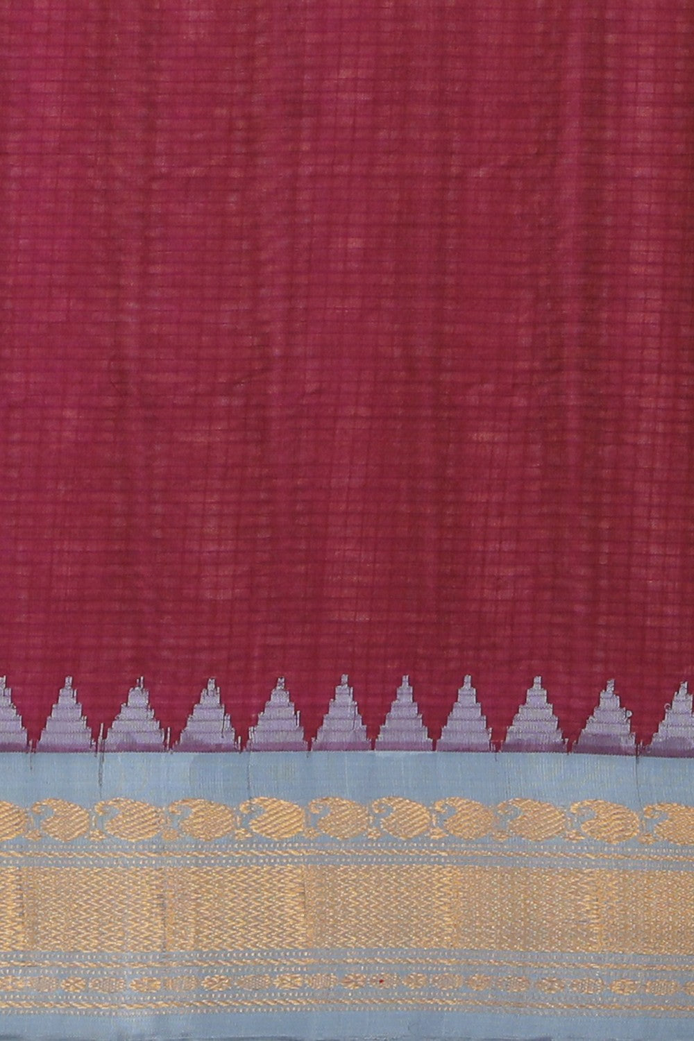 Collection of Gadwal Cotton Silk Deep Wine Violet Saree in a gallery layout