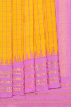 Collection of Gadwal Silk Yellow Saree in a gallery layout