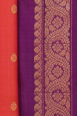 Collection of Gadwal Cotton Silk Orange Saree in a gallery layout