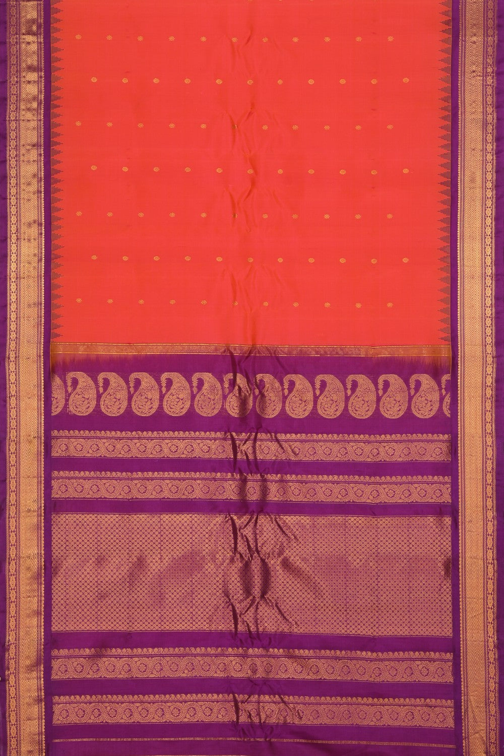 Collection of Gadwal Cotton Silk Orange Saree in a gallery layout