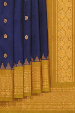 Collection of Gadwal Cotton Silk Indigo Blue Saree in a gallery layout