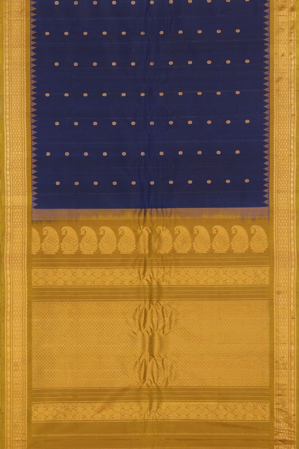 Collection of Gadwal Cotton Silk Indigo Blue Saree in a gallery layout