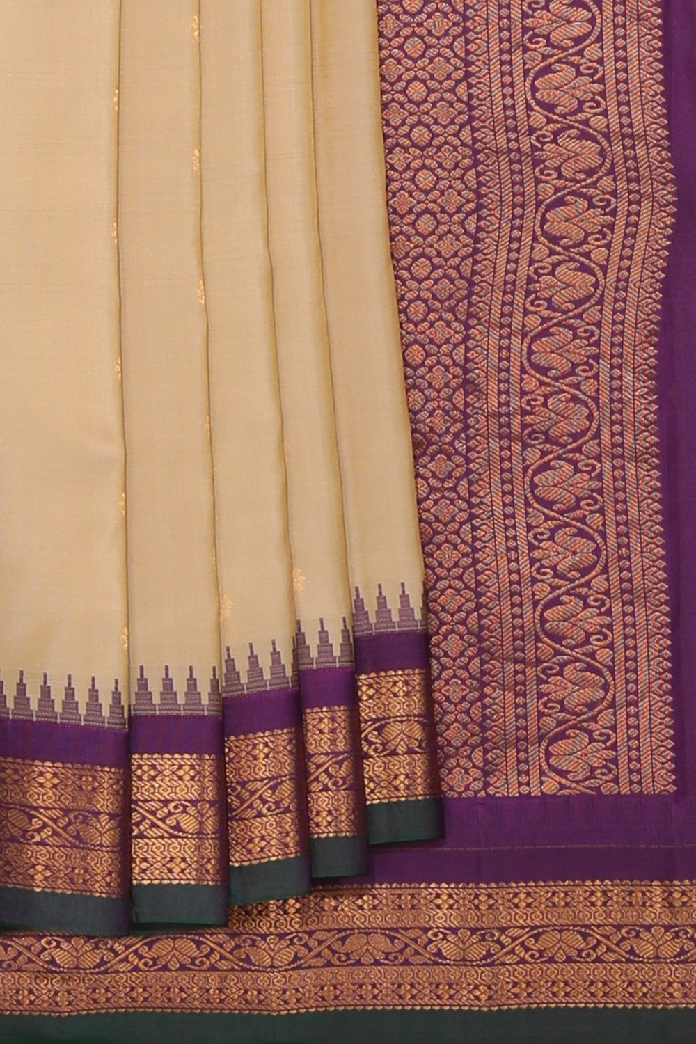 Collection of Gadwal Silk Beige Saree in a gallery layout