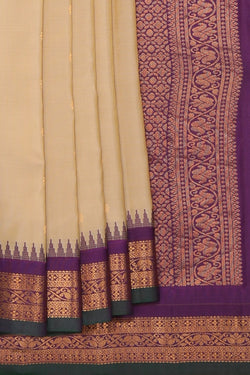 Collection of Gadwal Silk Beige Saree in a gallery layout