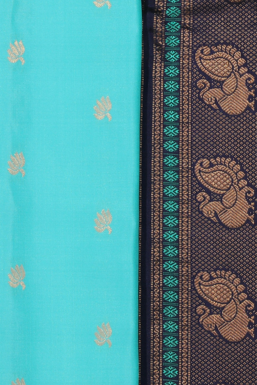 Collection of Gadwal Silk Sea Green Saree in a gallery layout