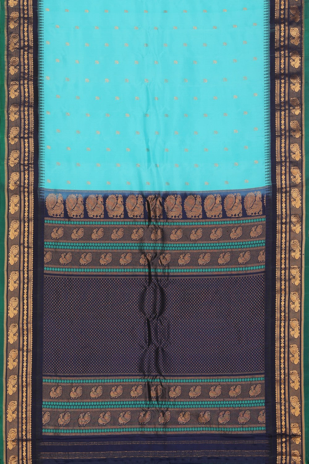 Collection of Gadwal Silk Sea Green Saree in a gallery layout