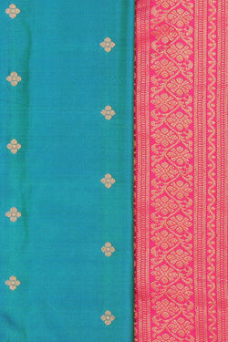 Collection of Gadwal Silk Teal Blue Saree in a gallery layout