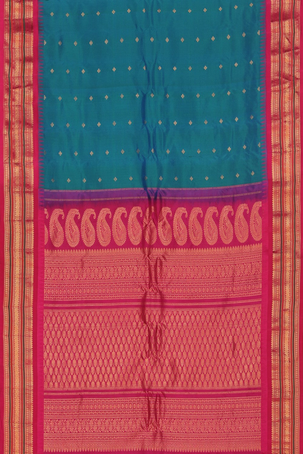 Collection of Gadwal Silk Teal Blue Saree in a gallery layout