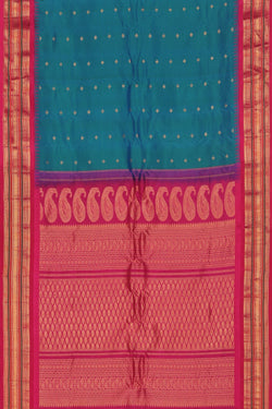 Collection of Gadwal Silk Teal Blue Saree in a gallery layout