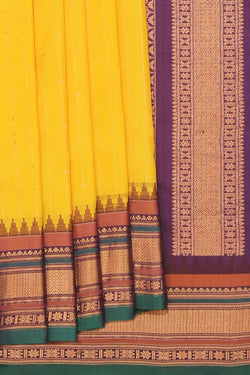 Collection of Gadwal Silk Yellow Saree in a gallery layout