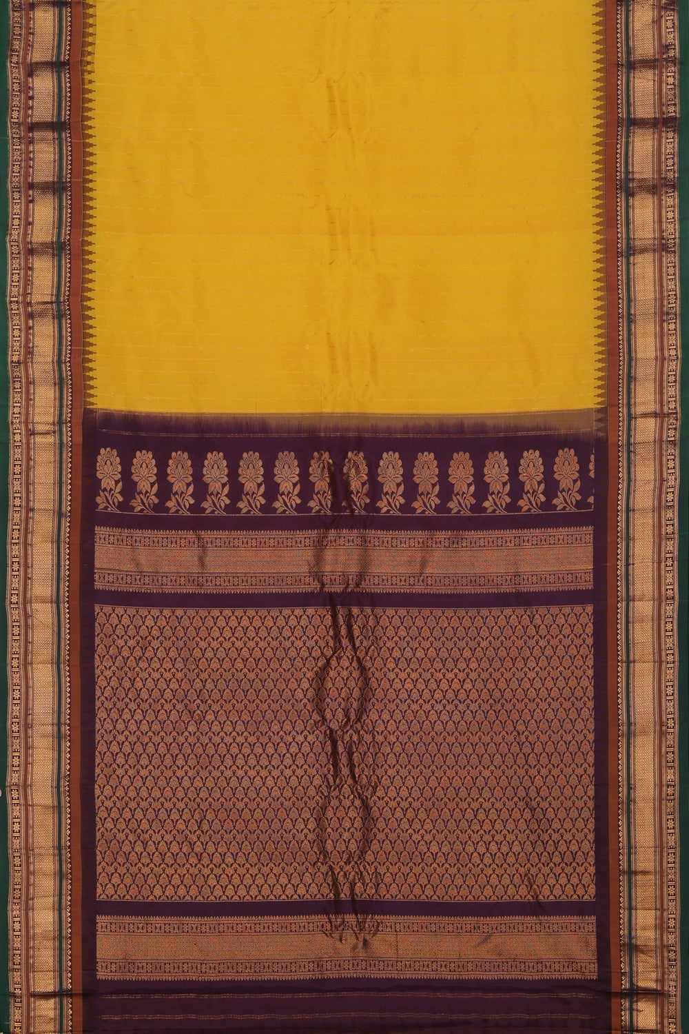 Collection of Gadwal Silk Yellow Saree in a gallery layout